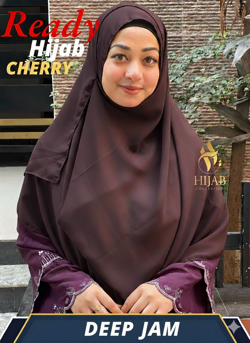 দুবাই চেরি ডাবল লুপ ইনস্ট্যান্ট রেডি হিজাব - CRH- Deep Jam Color